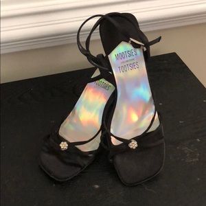 Ladies black heeled sandals